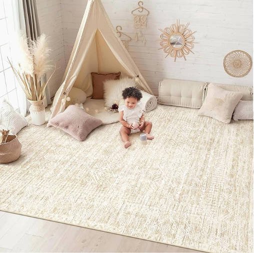 OHGOOGNESS 6x9 Area Rugs for Living Room: Washable Moroccan Geometric Boho Rug Farmhouse Non Slip Stain Resistant Large Rug - Image 3