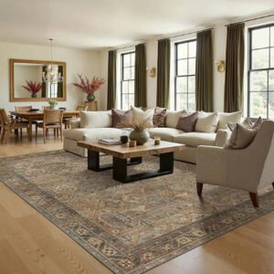 OHGOOGNESS Washable Rug 6x9 Area Rug for Living Room Bedroom Dining, Washable Vintage Print Carpet
