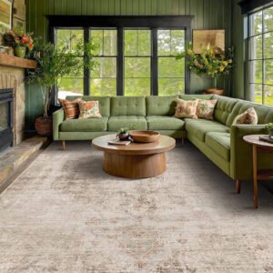OHGOOGNESS 8x10 Area Rugs Machine Washable No Pile Non Slip Vintage Rugs for Living Room&Bedroom&Dinning Room