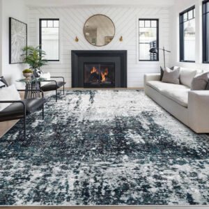 OHGOOGNESS 8x10 Area Rugs Washable Rug, Soft Modern Abstract Rugs for Living Room Large Low Pile Thin Rug Non Slip Indoor Neutral Carpet for Bedroom Dining Room